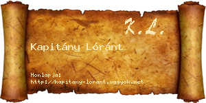 Kapitány Lóránt névjegykártya