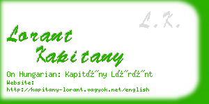 lorant kapitany business card